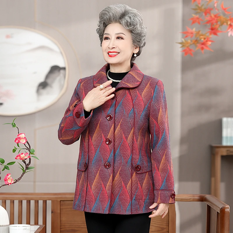 奶奶装秋装2023新款女中老年人衬衫妈妈长袖老人老太太春秋薄外套