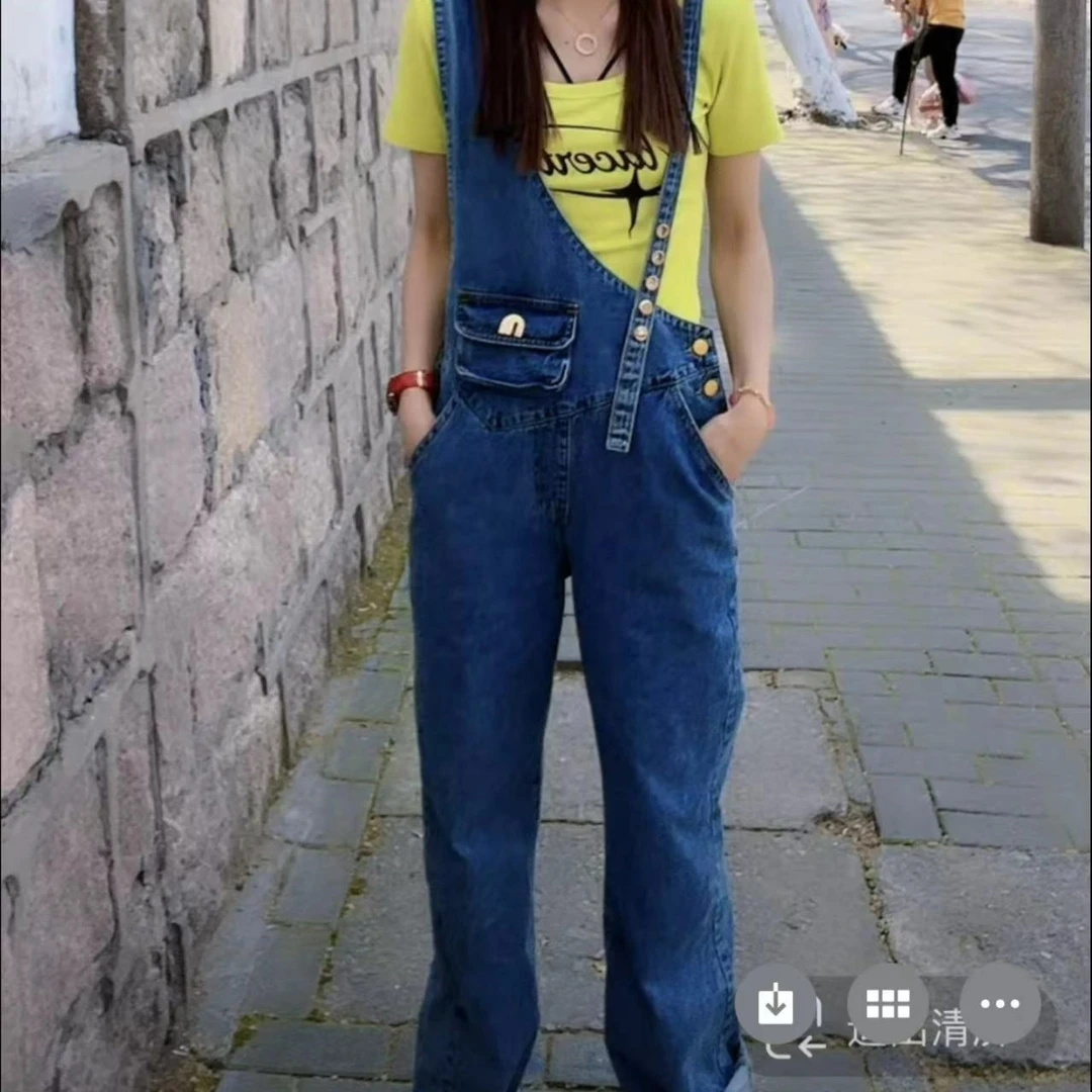 【杨慧美】夏季新款高级感小众设计显瘦牛仔背带连体裤6110