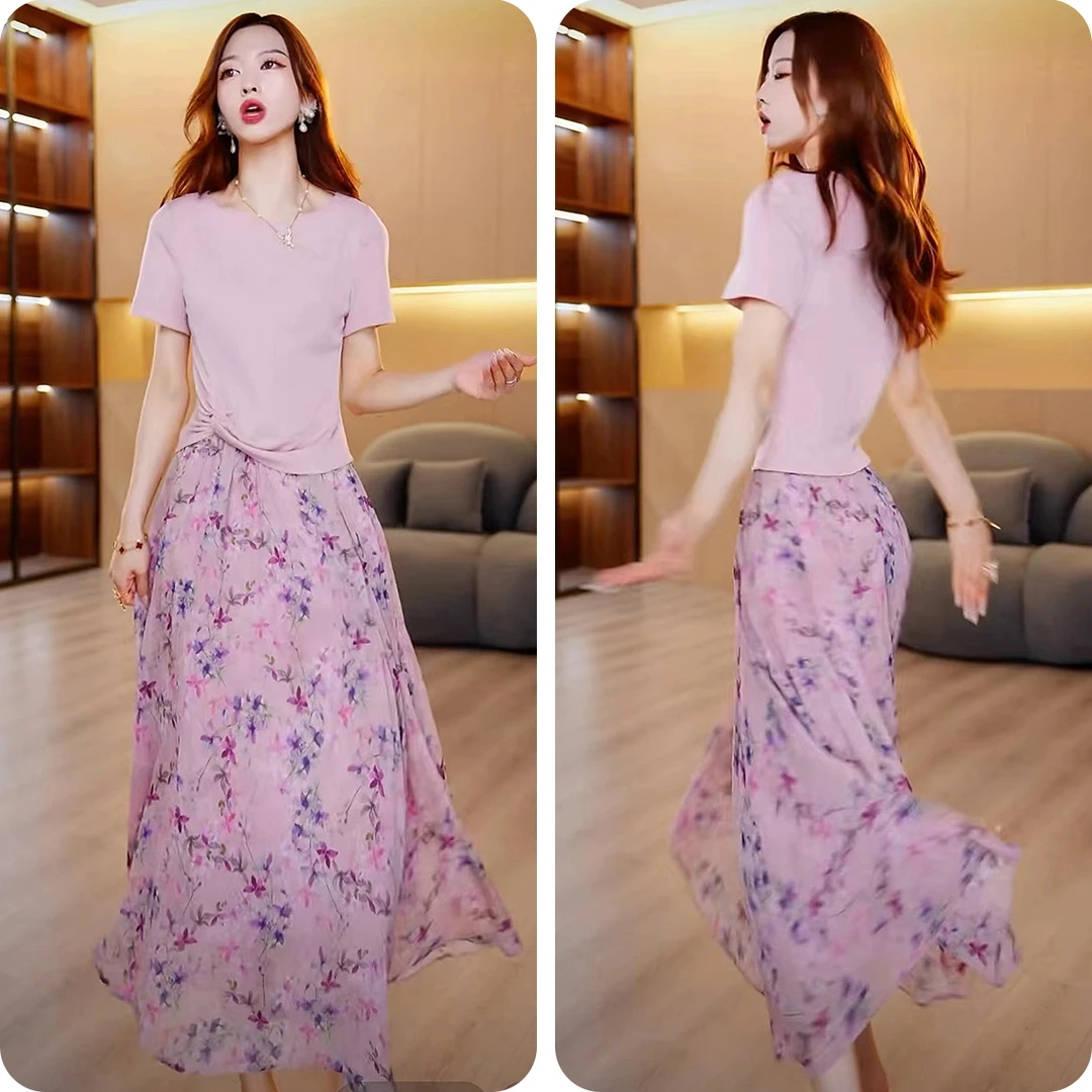 XIAOLIYICHU/晓丽衣橱【上衣+裙子】气质舒适简约显瘦套裙两件套女