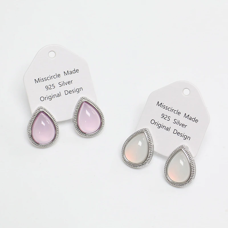 Misscircle Made 铜合金树脂耳饰 复古水滴耳钉女甜美2434