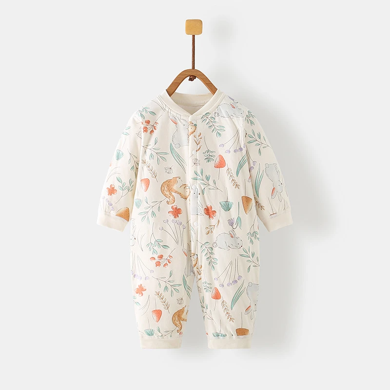婴幼童连体衣秋冬薄棉长袖哈衣宝宝爬爬服男女宝衣服婴儿服装保暖
