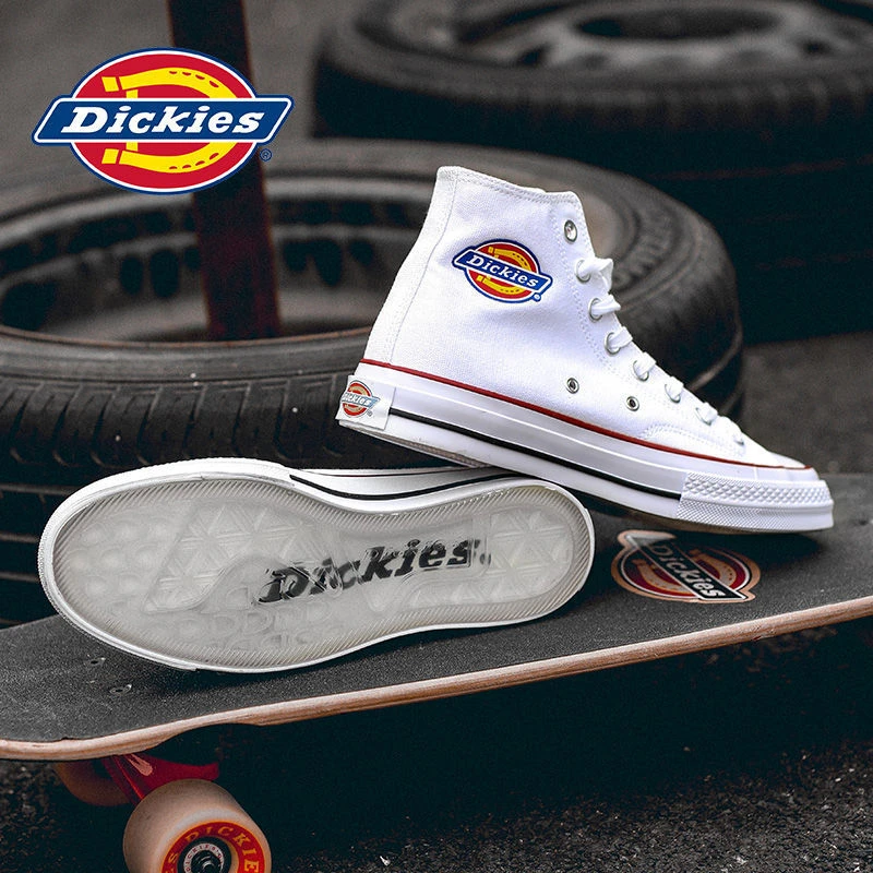 Dickies潮流白色高帮经典帆布鞋2023新款休闲百搭ins运动潮鞋