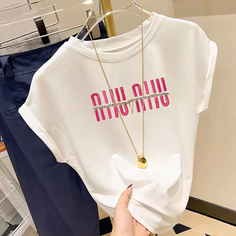 2025新款小飞袖正肩短袖t恤女时尚百搭减龄显瘦白色上衣薄款夏季