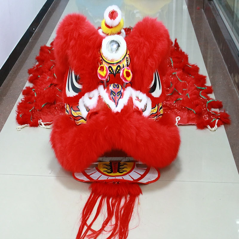 【红色南狮】羊毛南狮舞狮道具南狮醒狮舞龙舞狮佛山狮民间手工艺