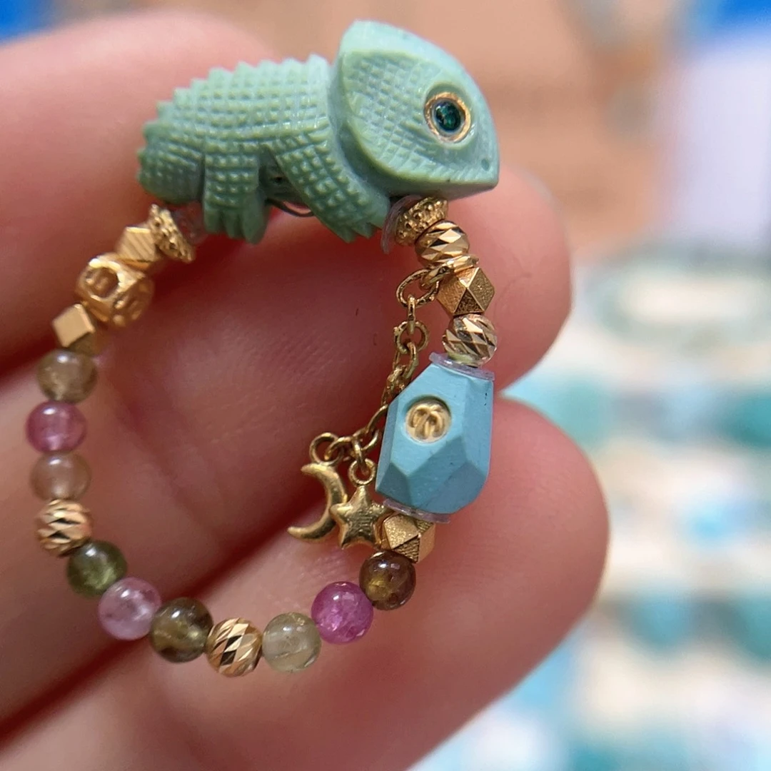 绿松石珠宝奇石18K金镶嵌