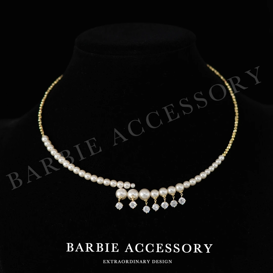 铜合金合成锆石项链 【星珠光圈】法式既视设计款高级感绝美项圈