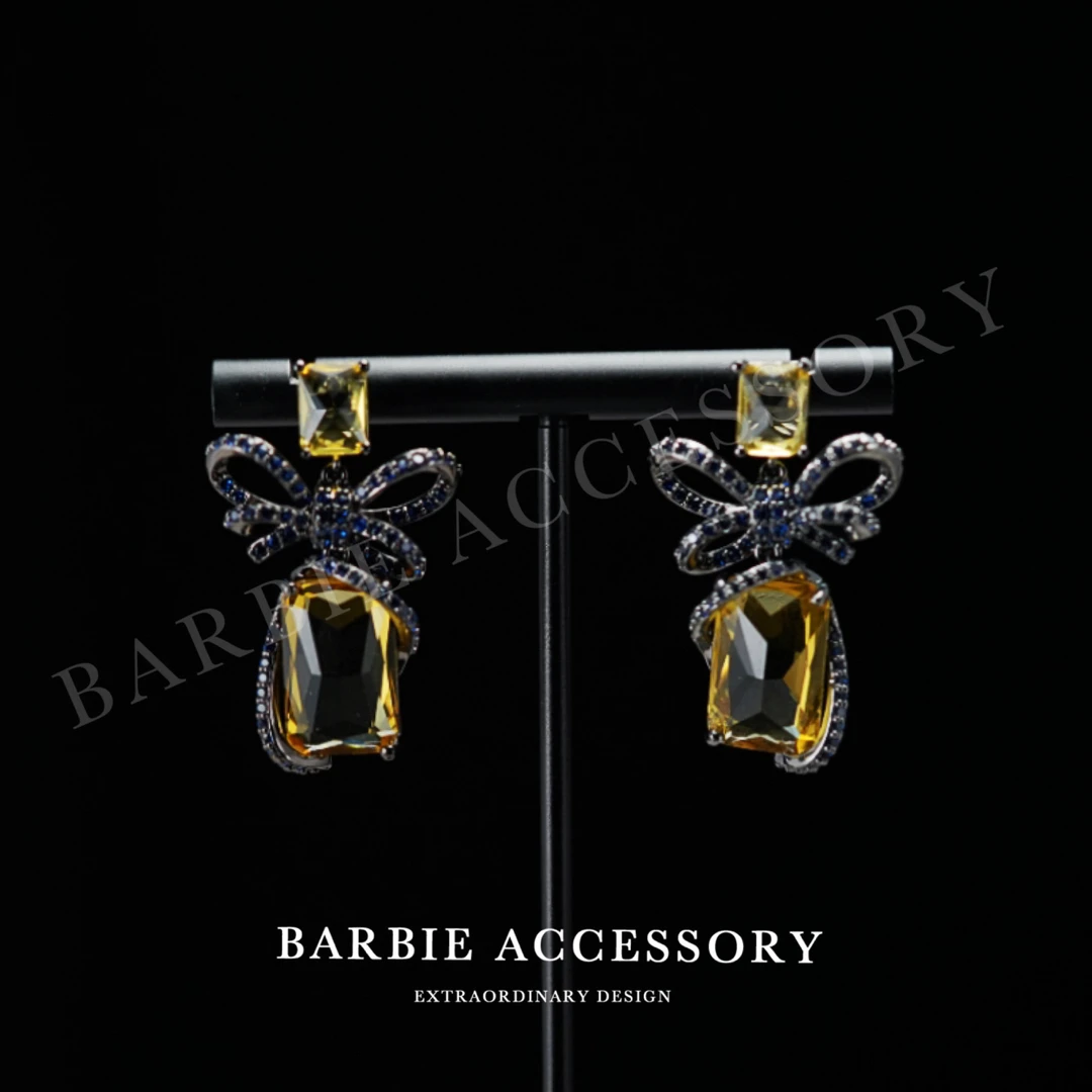 铜合金合成锆石耳饰 【黑影皇遗】复古法式设计款高级绝美百搭耳钉