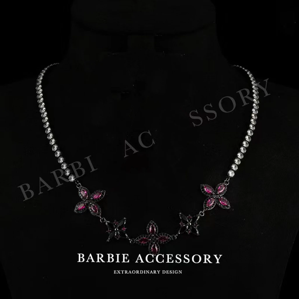 铜合金合成锆石项链 【暗花之约】法式复古设计款高级绝美百搭项链