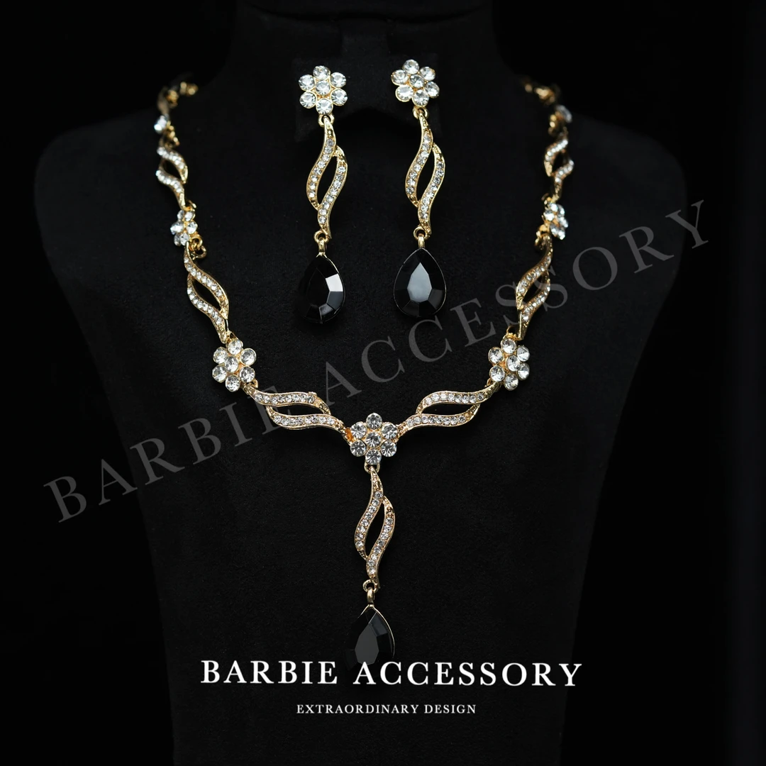 铜合金合成锆石项链 【花星黑滴】轻奢设计款百搭套装