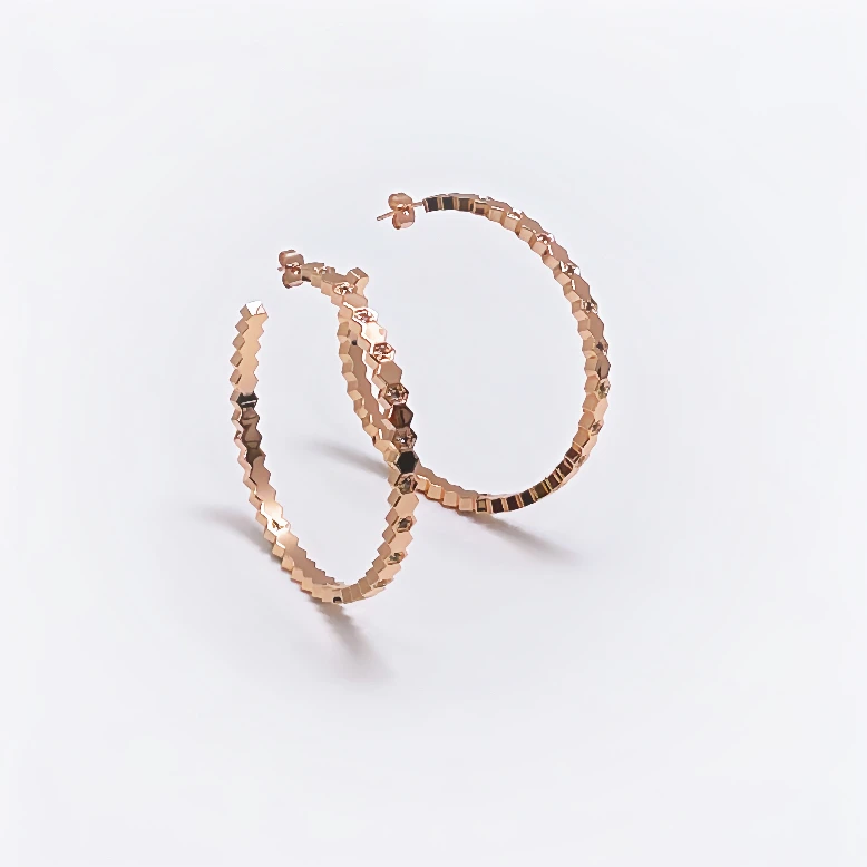 铜合金合成锆石耳饰 【星极光圈】法式中古轻奢设计款高级感耳环