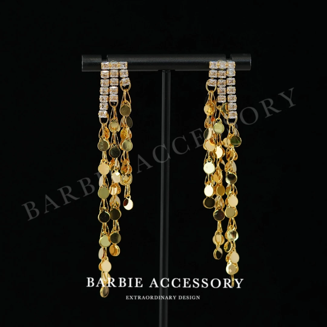 铜合金合成锆石耳饰 【花落光泪】法式中古轻奢设计款高级感耳环