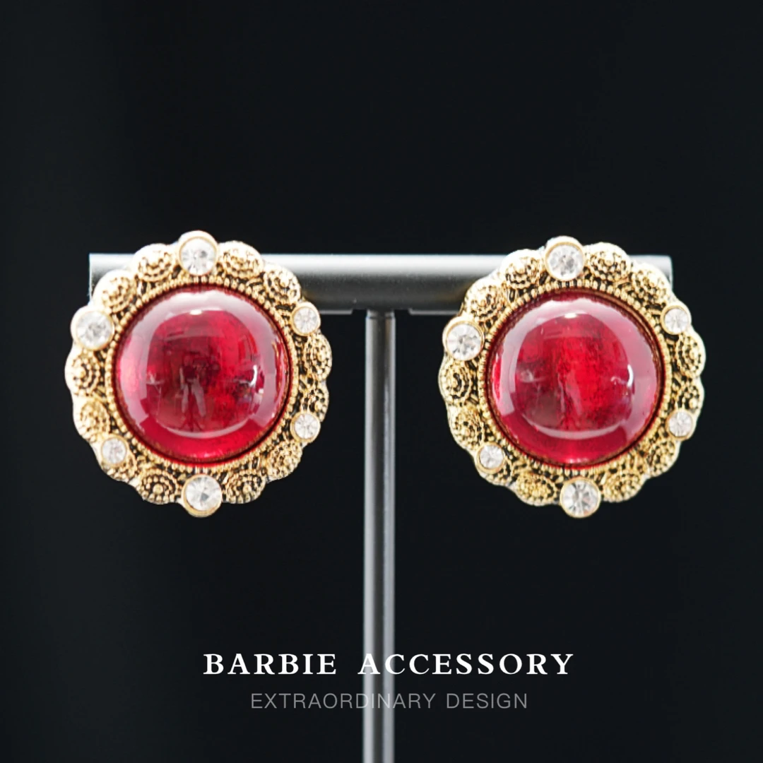 铜合金合成锆石耳饰 【古殿茗夕】法式中古轻奢设计款高级感耳环