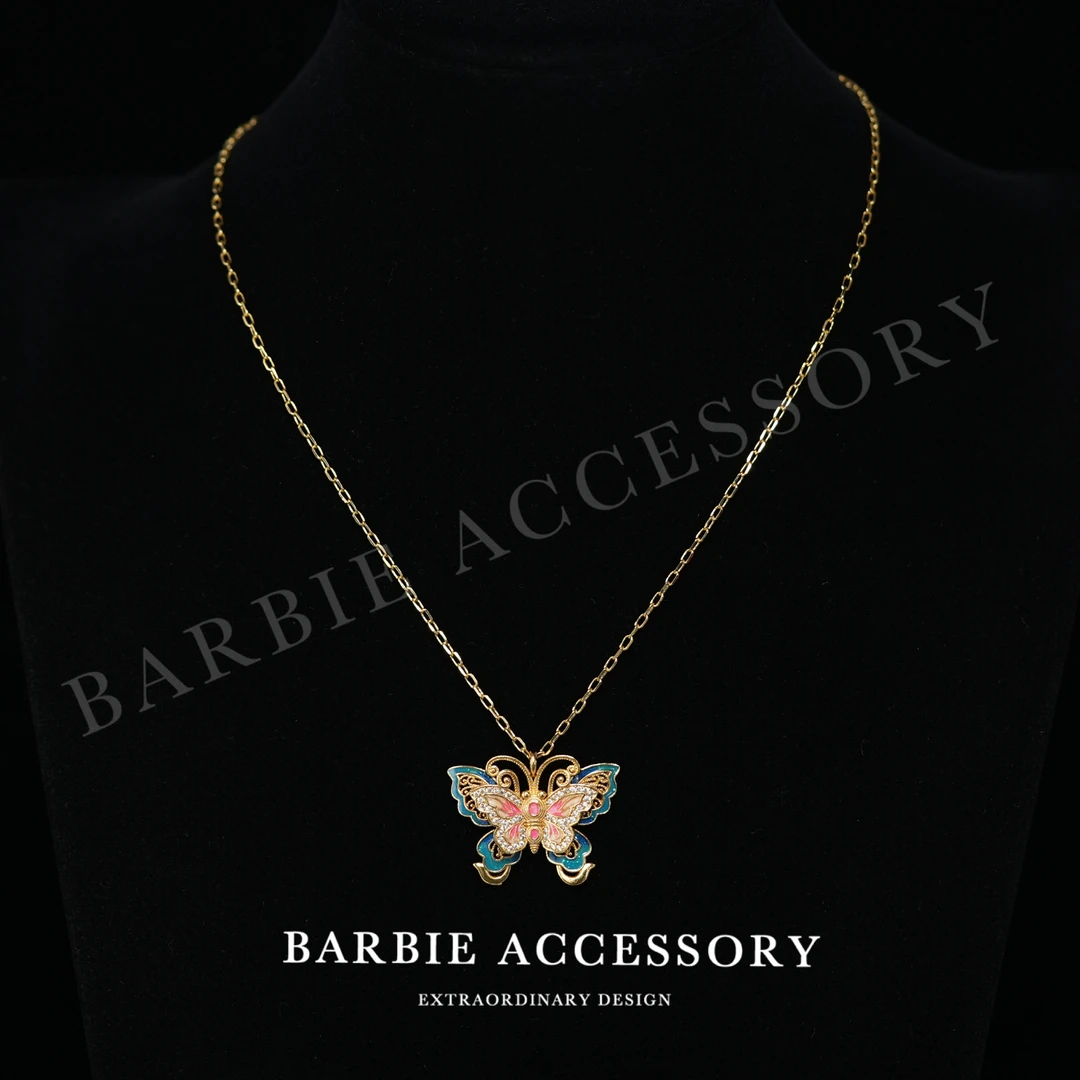 铜合金合成锆石项链 【蝶琅之意】法式既视设计款高级感绝美项链