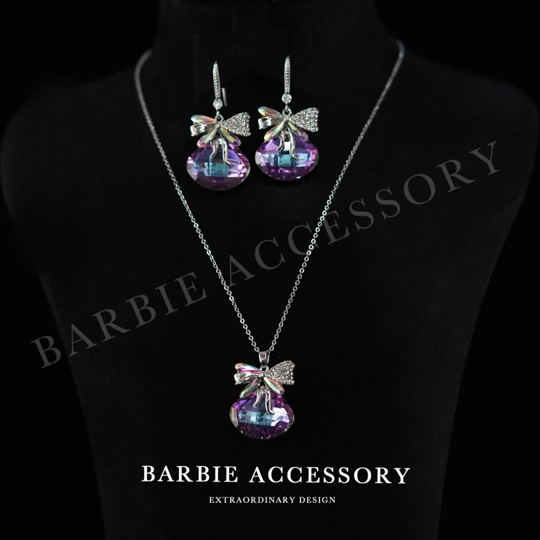 铜合金合成锆石项链 【贝意彩星】法式既视设计款高级感绝美套装