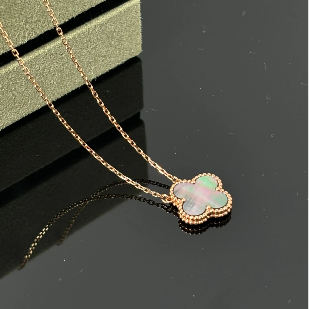 灰草套链 18K金玫瑰金 贝母项链百搭精致