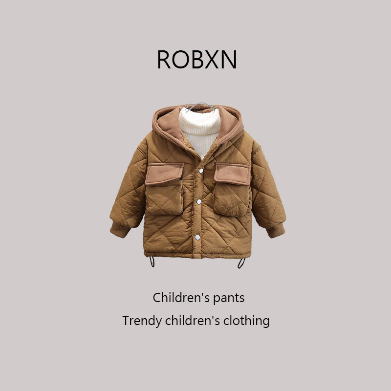 男童棉衣儿童加厚冬款外套男孩冬装连帽上衣小童保暖帅气时尚棉袄