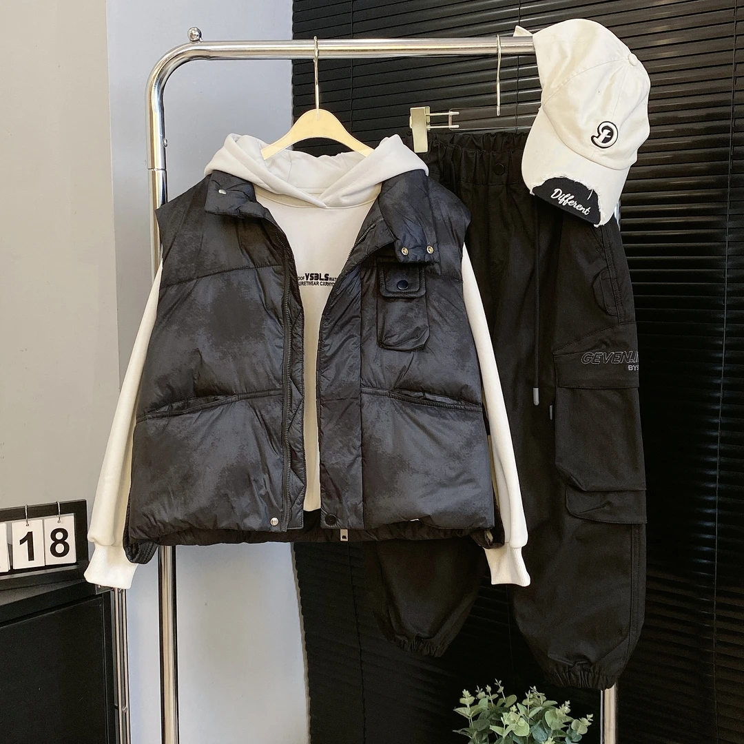 【嘟妈童装】2024冬新品儿童拉链加棉马甲男童加厚马夹8287