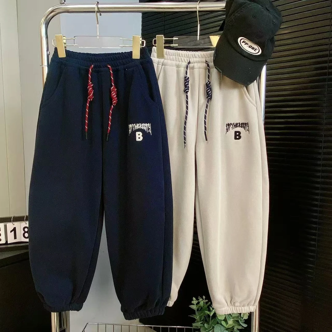 【嘟妈童装】2024儿童时尚加绒休闲裤中大童加厚裤子5766