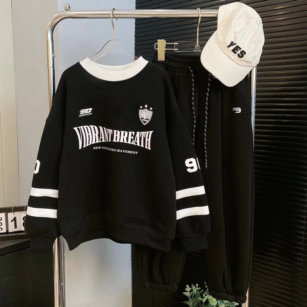 【嘟妈童装】男童冬季加绒字母打底衫儿童加厚休闲卫衣32