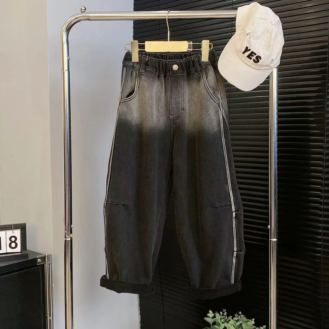 【嘟妈童装】男童冬季加绒渐变色牛仔裤2024中大童加厚裤子5892