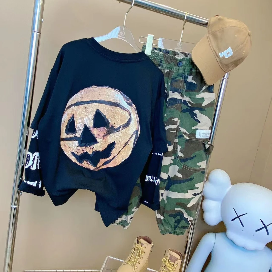 【嘟妈童装】2022秋季新款男童长袖T恤儿童假两件打底衫1387