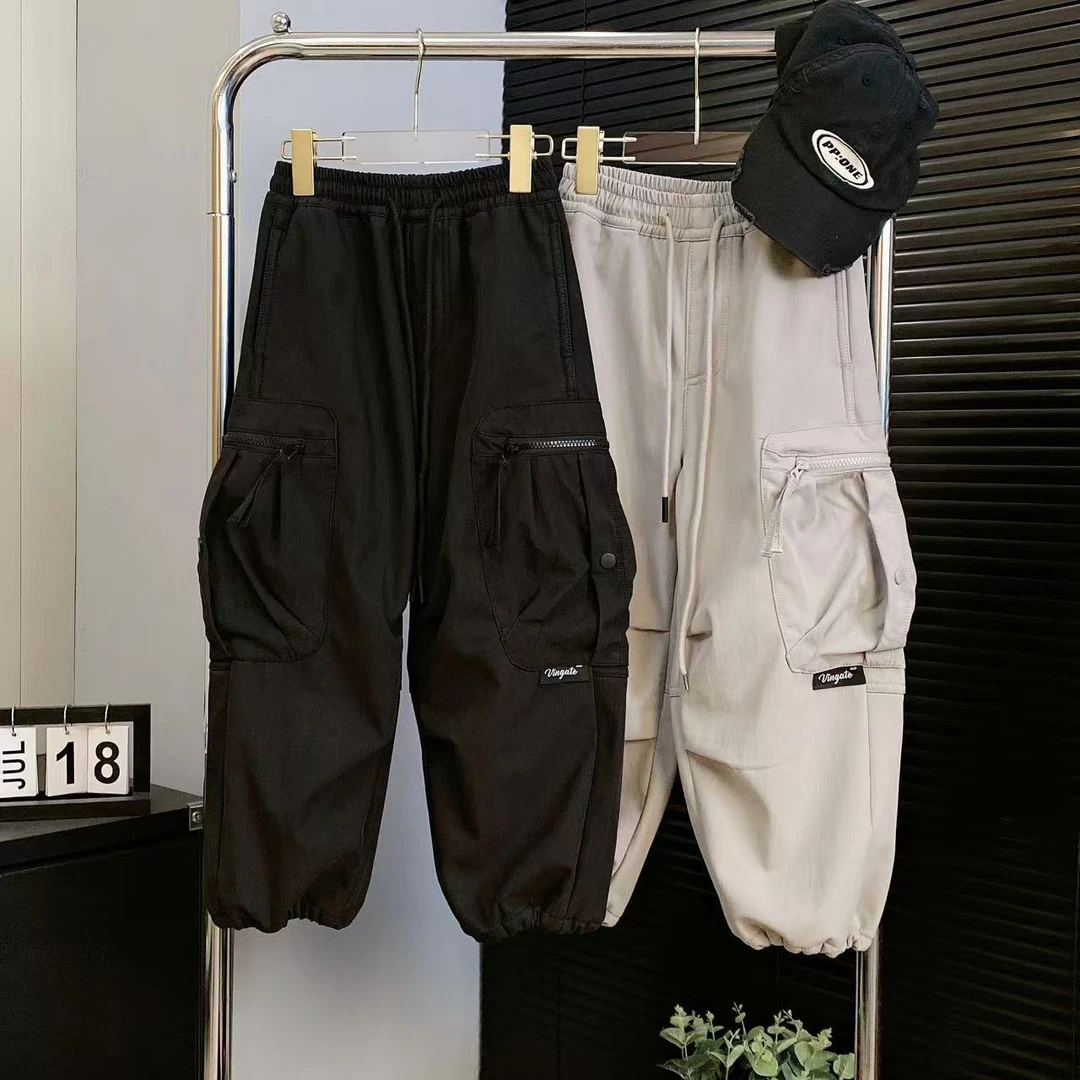 【嘟妈童装】2024儿童加绒休闲裤中大童冬季加厚工装裤子5877