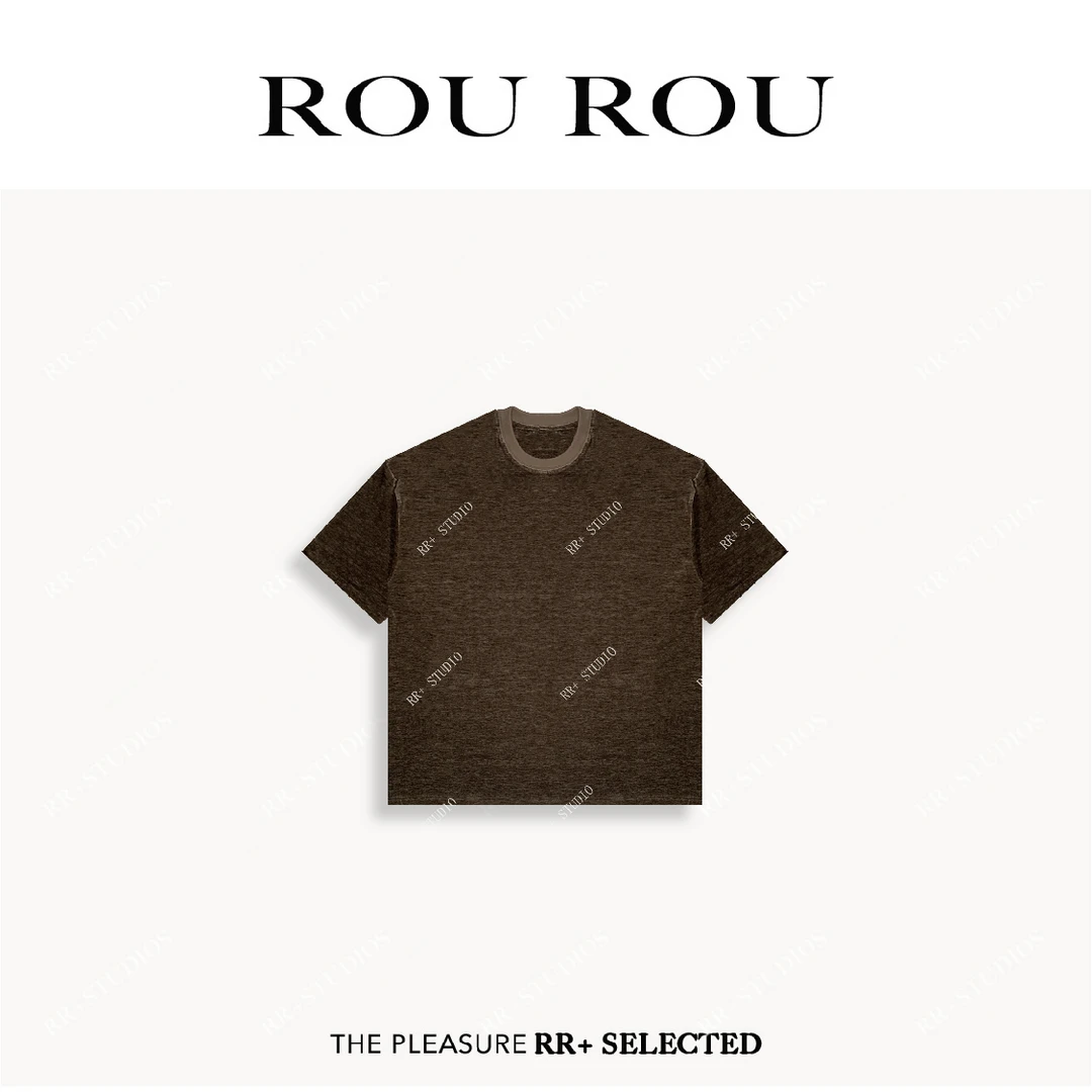 21573韩版潮流丝绒短袖T恤女秋季慵懒风宽松设计感小众上衣