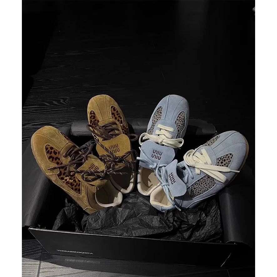 【三木家】小众设计豹纹德训鞋女2024年防滑复古百搭休闲运动板鞋女