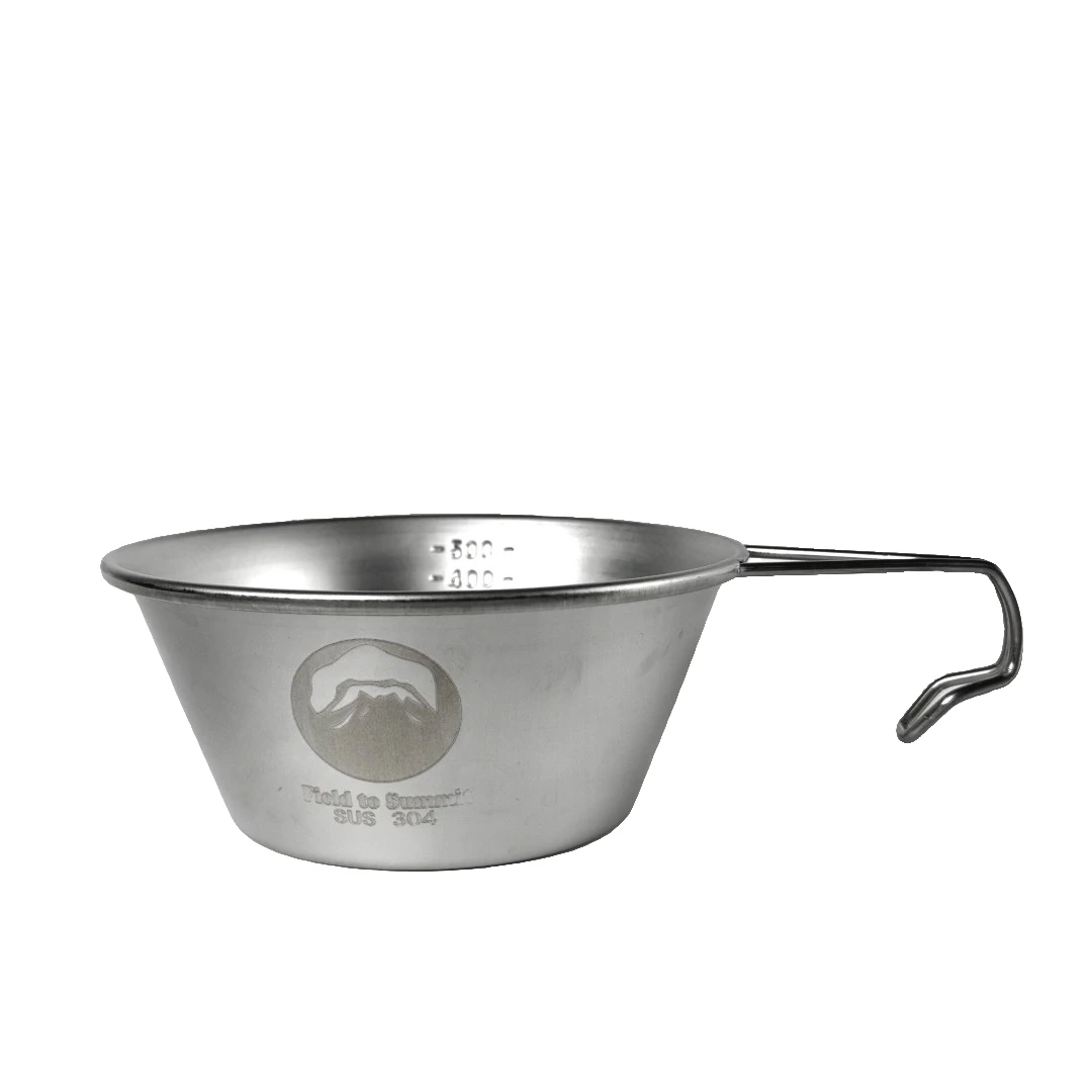 户外304不锈钢500毫升雪拉碗便携式可煮悬挂碗固定弯把雪拉碗