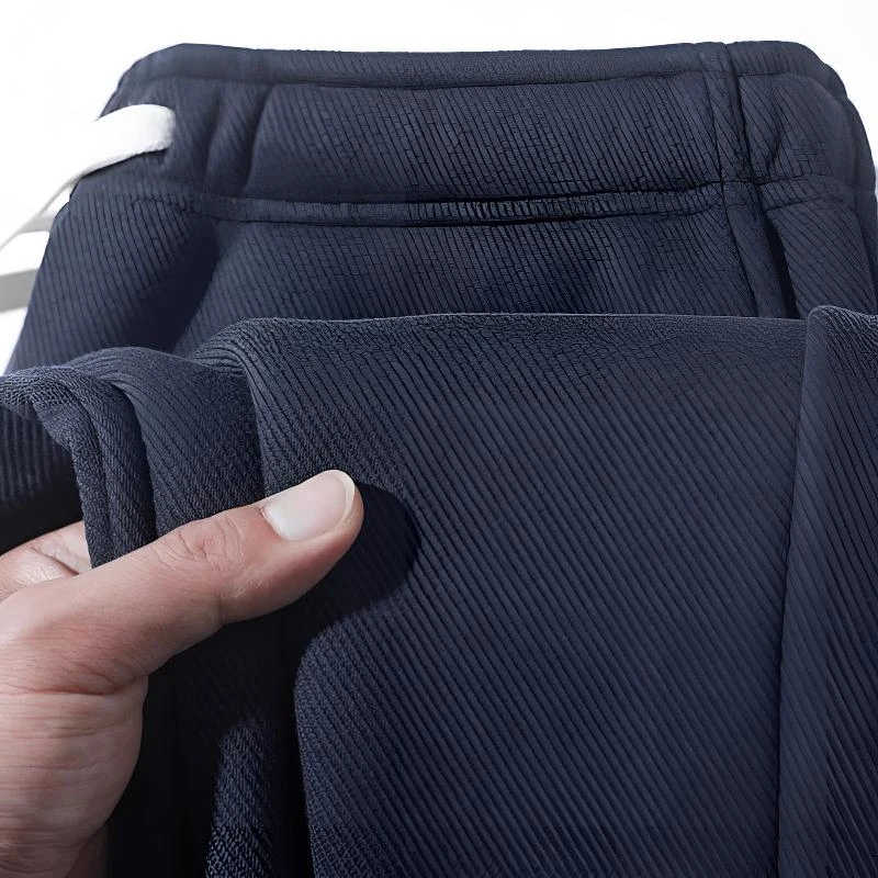 470g藏青色斜纹加绒直筒卫裤男纯色宽松加厚运动裤松紧腰百搭长裤