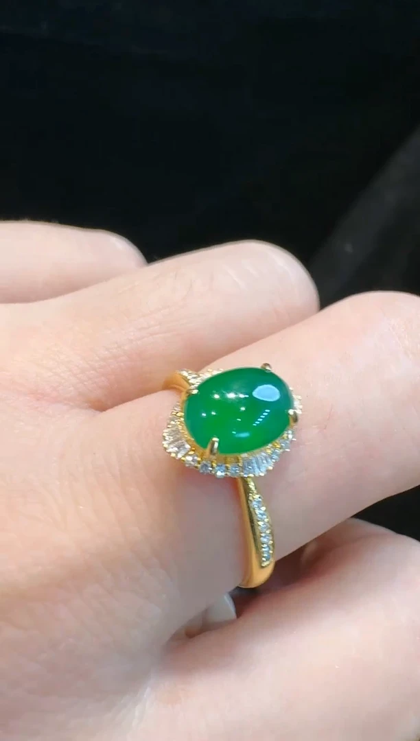 【闪购商品】翡翠戒指18K金镶嵌戒指