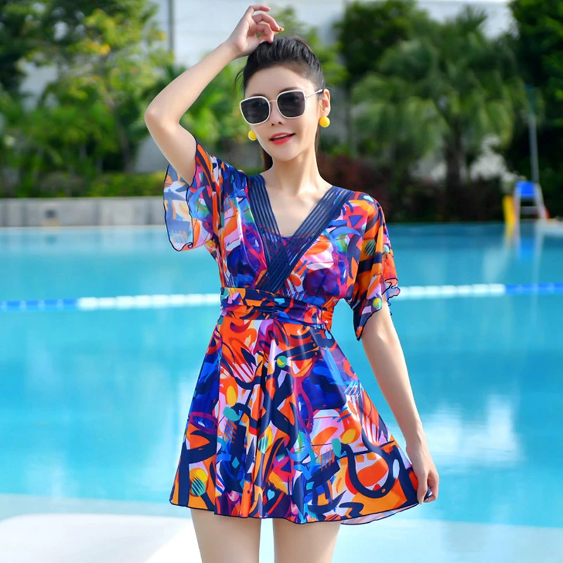 泳衣女款泡温泉2025新款爆款遮肉泡温泉保守显瘦大码连体裙式泳装