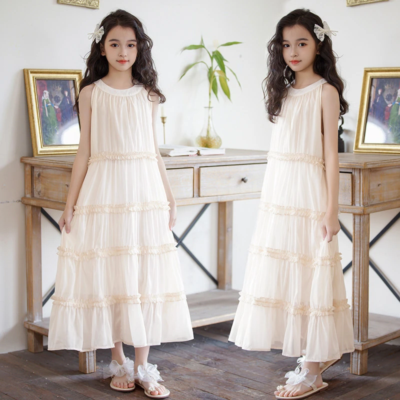 女童连衣裙儿童长裙中大童三亚风穿搭小女孩洋气长裙公主裙子宝宝