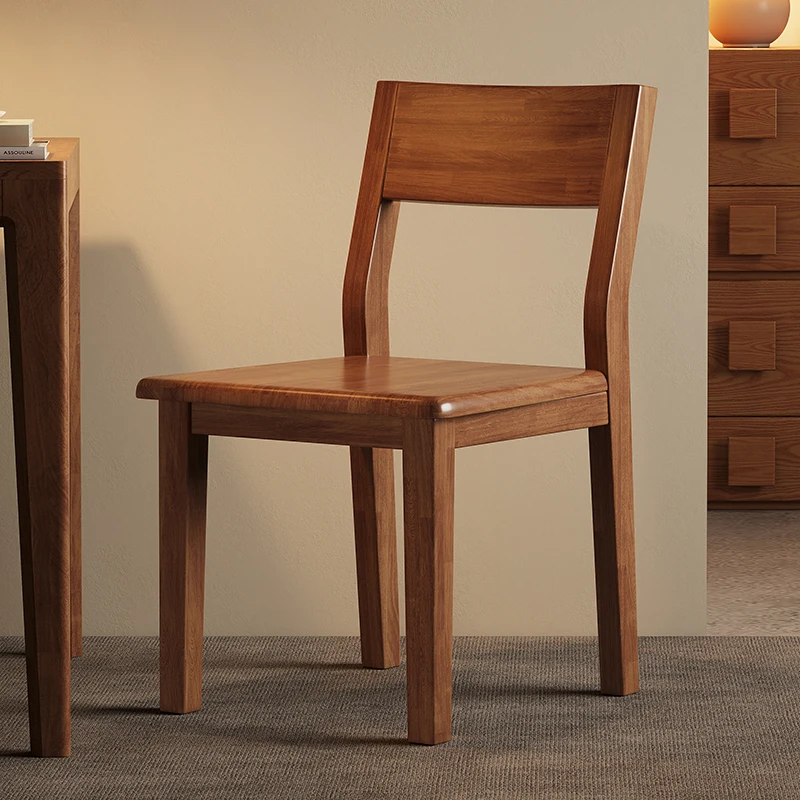 实木餐椅家用书桌凳椅子学习椅靠背凳子现代简约餐厅牛角马克龙椅