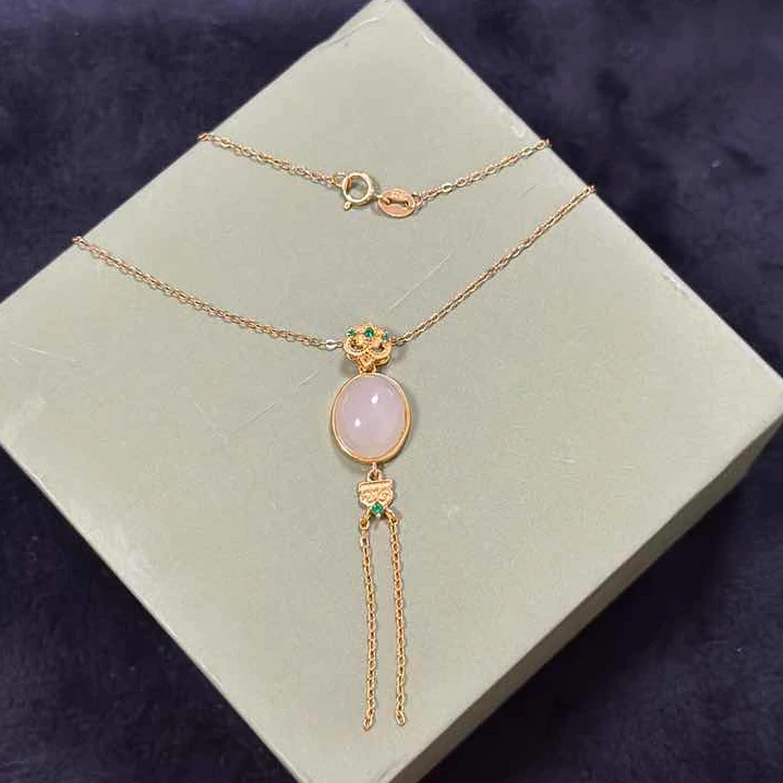 “苒糖”和田玉旦面项链/S925银