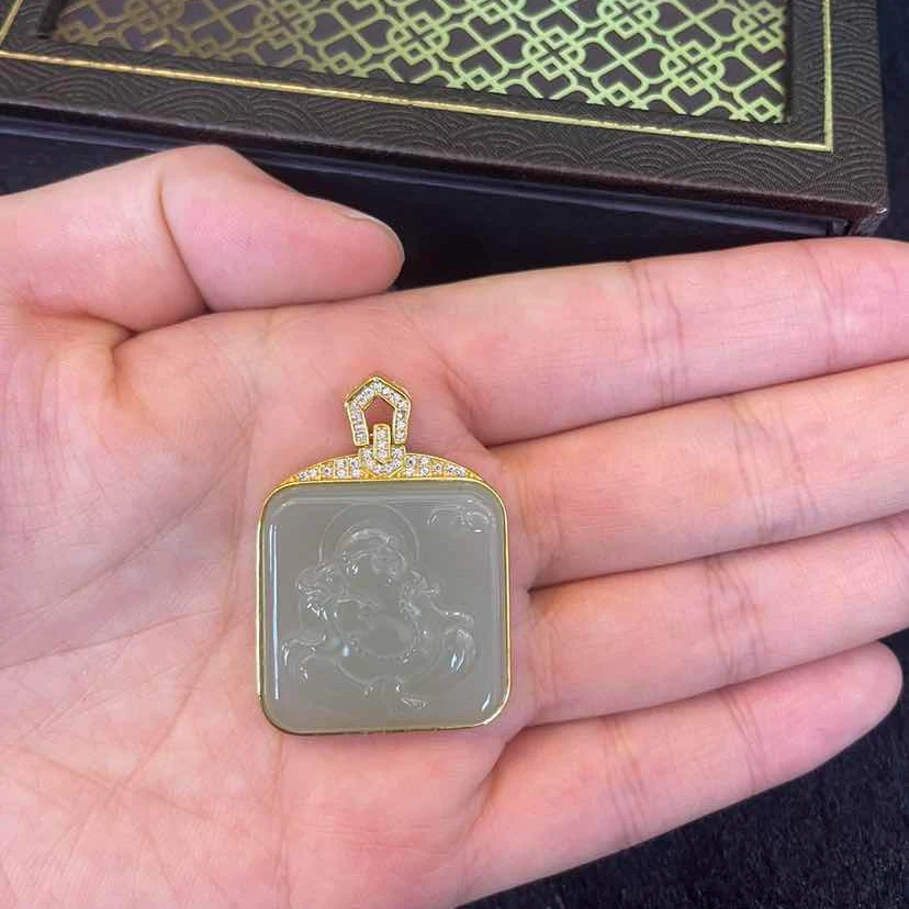 “念惜”且未蓝方牌佛公/S925