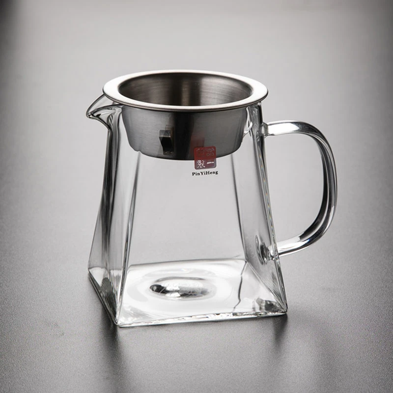 耐高温玻璃茶海大号带茶滤一体高端茶具分茶器镶银公杯茶漏创意