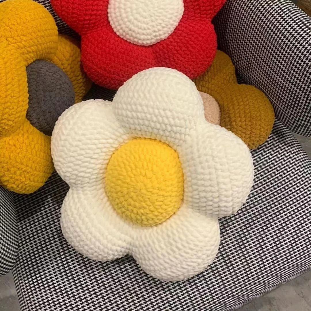 太阳花抱枕手工DIY材料包靠垫收编织粗线手编简单diy非【非台历】