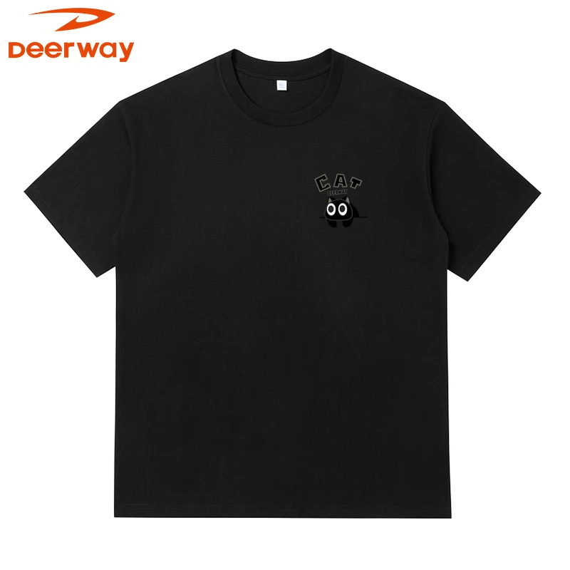Deerway/德尔惠短袖t恤男夏季薄款印花五分袖圆领白t打底衫半袖