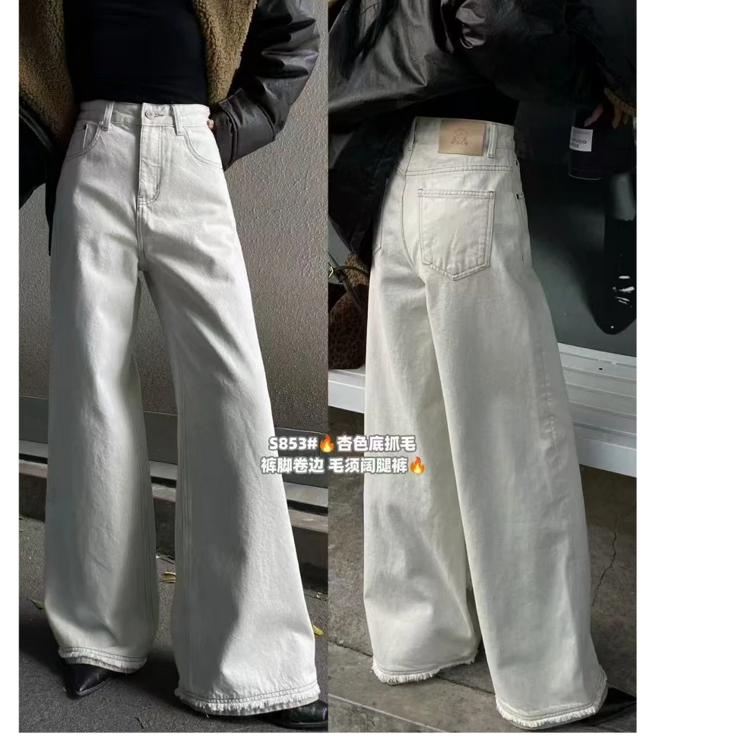 【宝贝家】853依云裳抓绒牛仔阔腿裤
