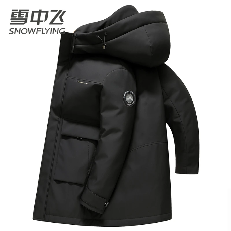 【鹅绒/可拆卸帽】雪中飞中长款羽绒服男连帽休闲保暖防寒防风外套
