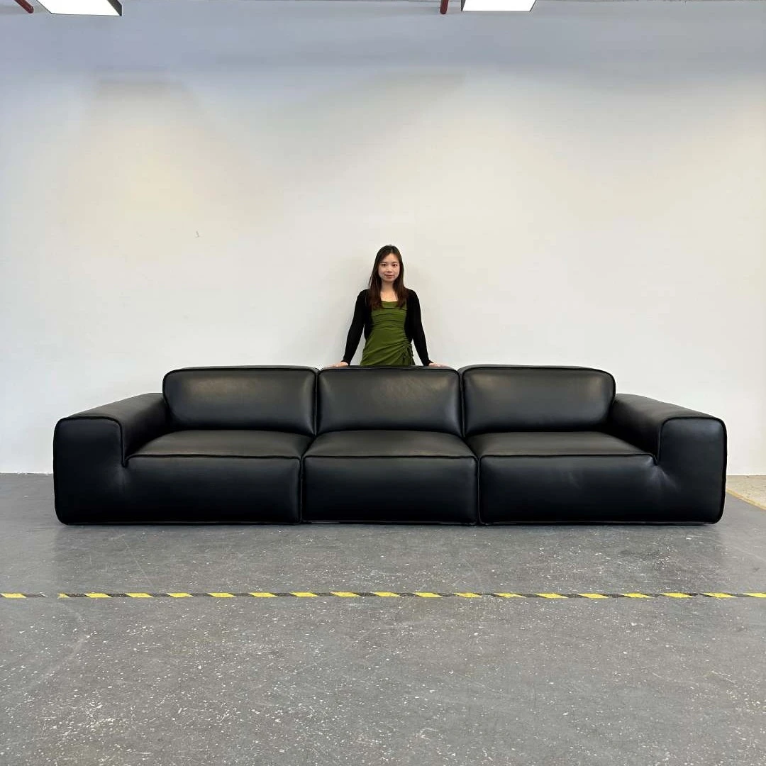意式极简大黑牛全真皮沙发头层牛皮客厅沙发真皮沙发夏图沙发别墅