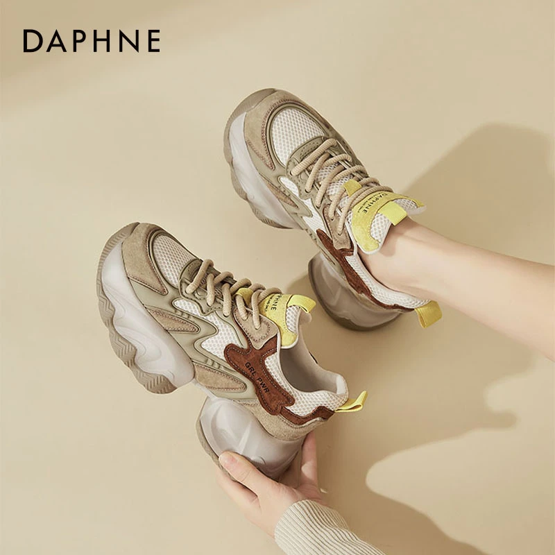 达芙妮厚底老爹鞋女款春季新款爆款增高休闲运动鞋时尚百搭松糕鞋