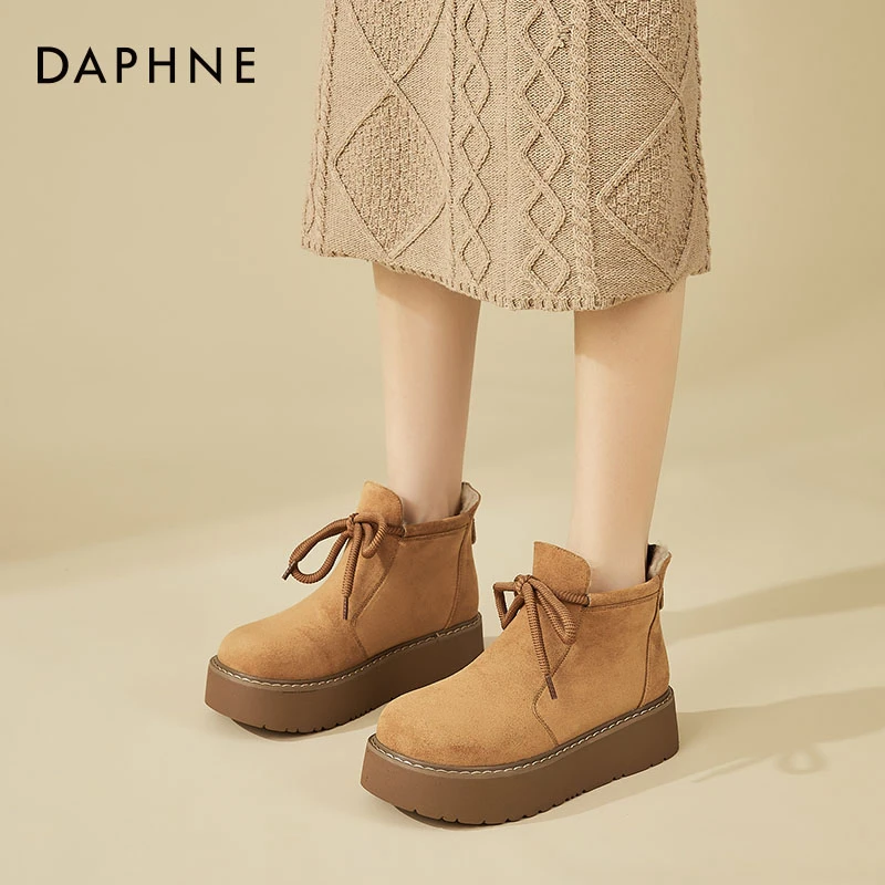 达芙妮女鞋2025冬季新款加绒加厚保暖雪地靴百搭时尚软底复古棉鞋