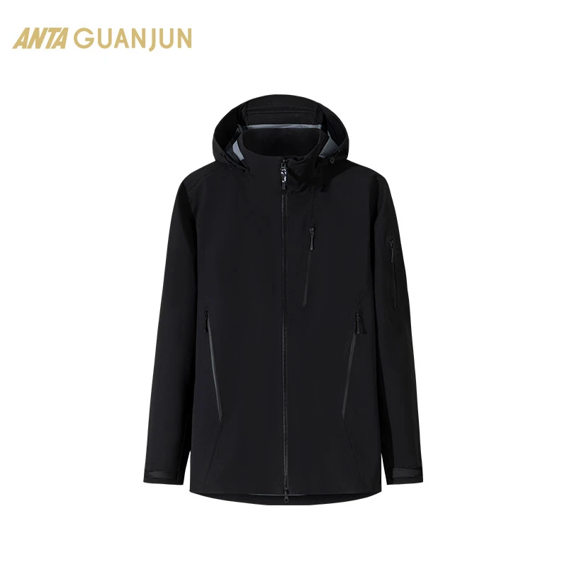 安踏冠军户外防风防水透湿冲锋衣男士梭织运动外套流光风