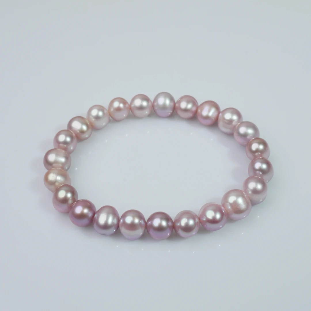 【紫气东来】8-9mm天然淡水无核珍珠紫色全珠珍珠手串0611