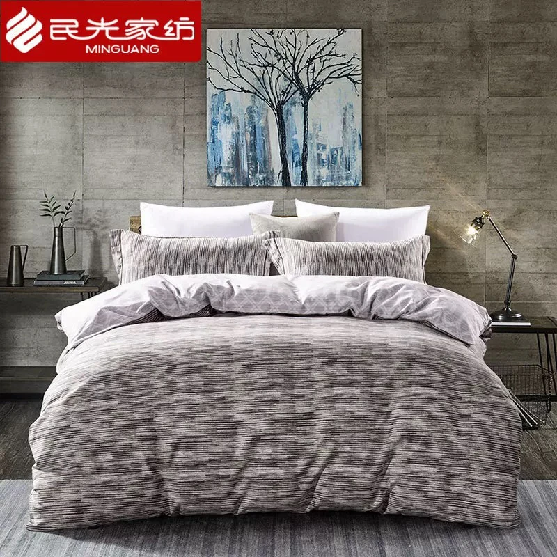 民光高支磨毛纯棉四件套秋冬款全棉60支简约轻奢加厚