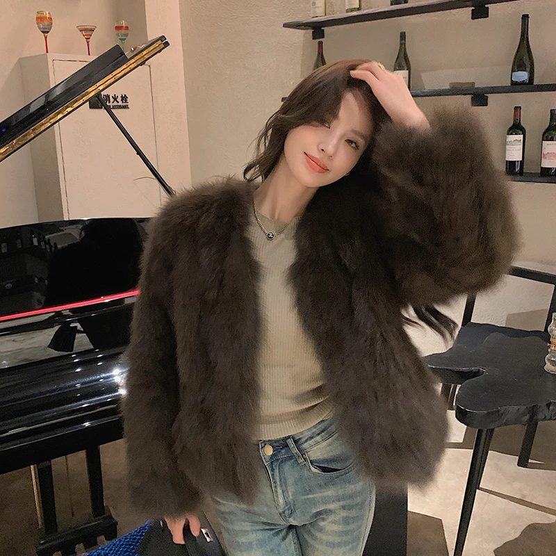 EQED海宁秋冬季高级感显瘦新款仿狐狸毛毛毛绒环保皮毛一体外套女