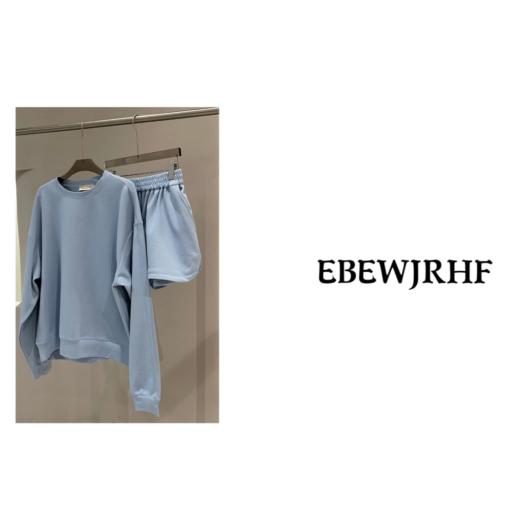 EBEWJRHF【DaYuYu】2023早春款极简风两件套卫衣短裤套装80529