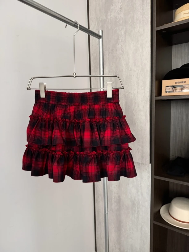 EBEWJRHF2024小众设计师安可拉红格子半裙335753